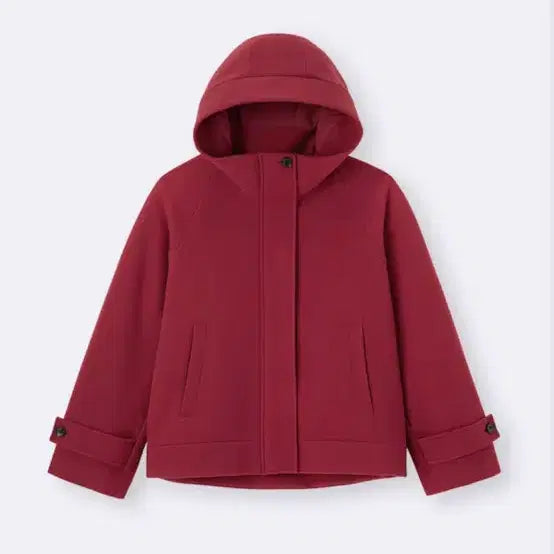 [BUNJANG] GU Cozy Melton Hooded Short Coat Red / GU 코지 멜톤 후드 숏 코트 레드