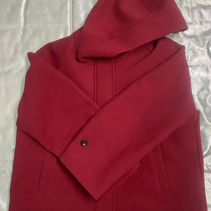 [BUNJANG] GU Cozy Melton Hooded Short Coat Red / GU 코지 멜톤 후드 숏 코트 레드