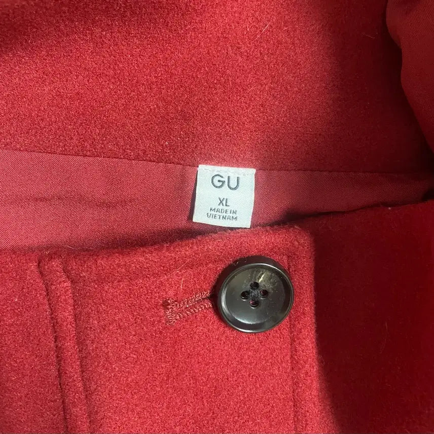 [BUNJANG] GU Cozy Melton Hooded Short Coat Red / GU 코지 멜톤 후드 숏 코트 레드