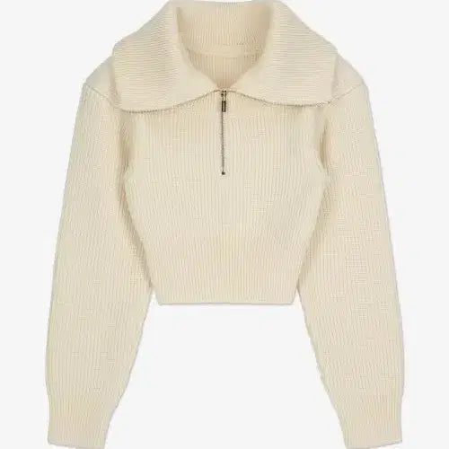 [BUNJANG] Jacquemus La Maille Risoul Half Zip Knit Sweater / 자크뮈스 리소울 라 마일레 니트 하프 반집업 크림 아이보리
