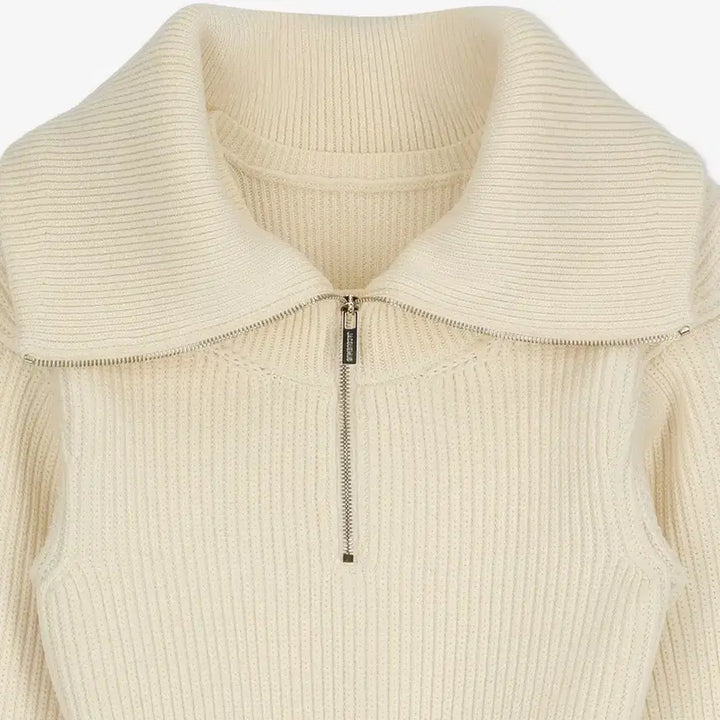 [BUNJANG] Jacquemus La Maille Risoul Half Zip Knit Sweater / 자크뮈스 리소울 라 마일레 니트 하프 반집업 크림 아이보리