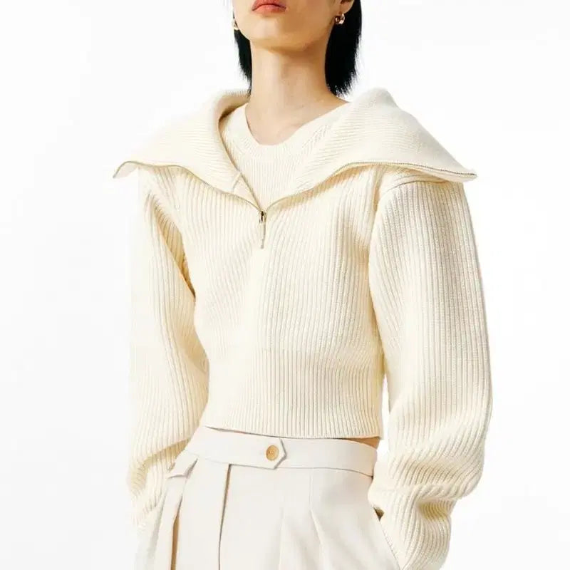 [BUNJANG] Jacquemus La Maille Risoul Half Zip Knit Sweater / 자크뮈스 리소울 라 마일레 니트 하프 반집업 크림 아이보리