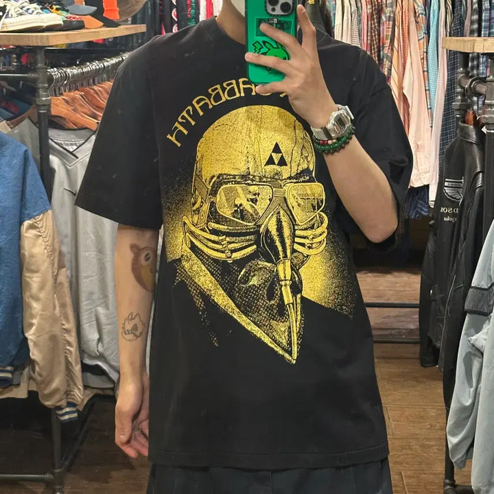[BUNJANG] HI Vintage Rock Black T-Shirt / [HI] 블랙사바스 락 반팔티 블랙