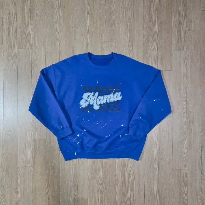 [BUNJANG] Handwork Royal Blue Painting Sweatshirt / 핸드워크 로얄 블루 페인팅 맨투맨 티셔츠
