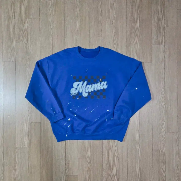 [BUNJANG] Handwork Royal Blue Painting Sweatshirt / 핸드워크 로얄 블루 페인팅 맨투맨 티셔츠