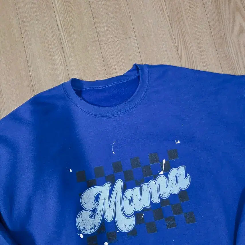 [BUNJANG] Handwork Royal Blue Painting Sweatshirt / 핸드워크 로얄 블루 페인팅 맨투맨 티셔츠