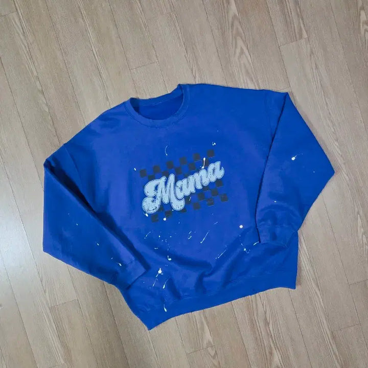 [BUNJANG] Handwork Royal Blue Painting Sweatshirt / 핸드워크 로얄 블루 페인팅 맨투맨 티셔츠