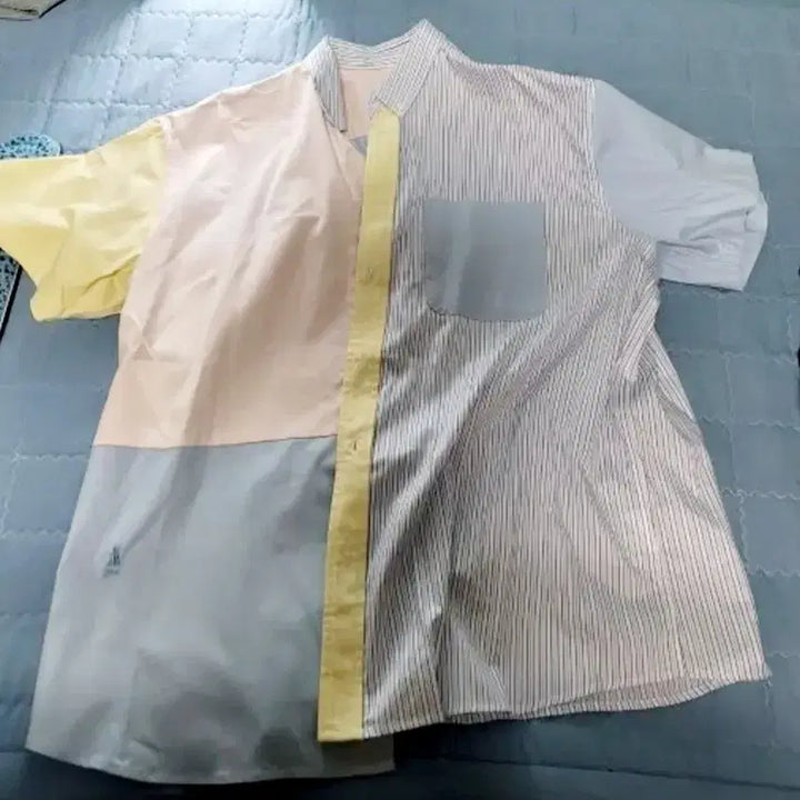 [BUNJANG] Yale Stripe Color Block Short Sleeve Shirt / [새상품] M 예일 배색 스트라이프 반팔 셔츠
