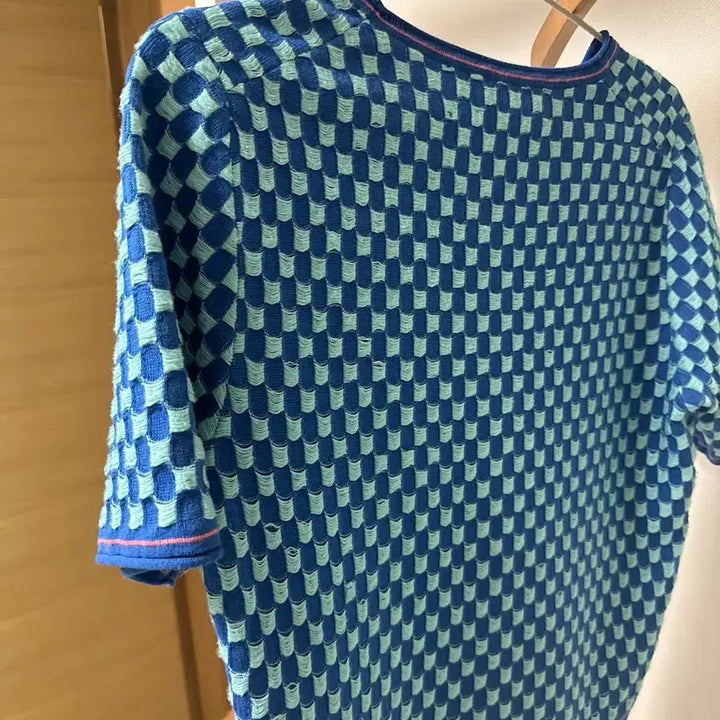 [BUNJANG] EENK Gingham Knit Top Blue (S) / Eenk 깅엄 니트 탑 블루 S