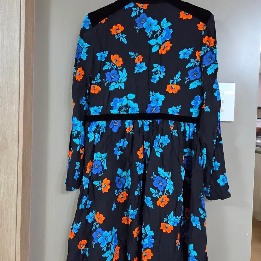 [BUNJANG] Maje Floral Print Velvet Viscose Dress / 마쥬 플라워 프린팅 벨벳 비스코스 원피스