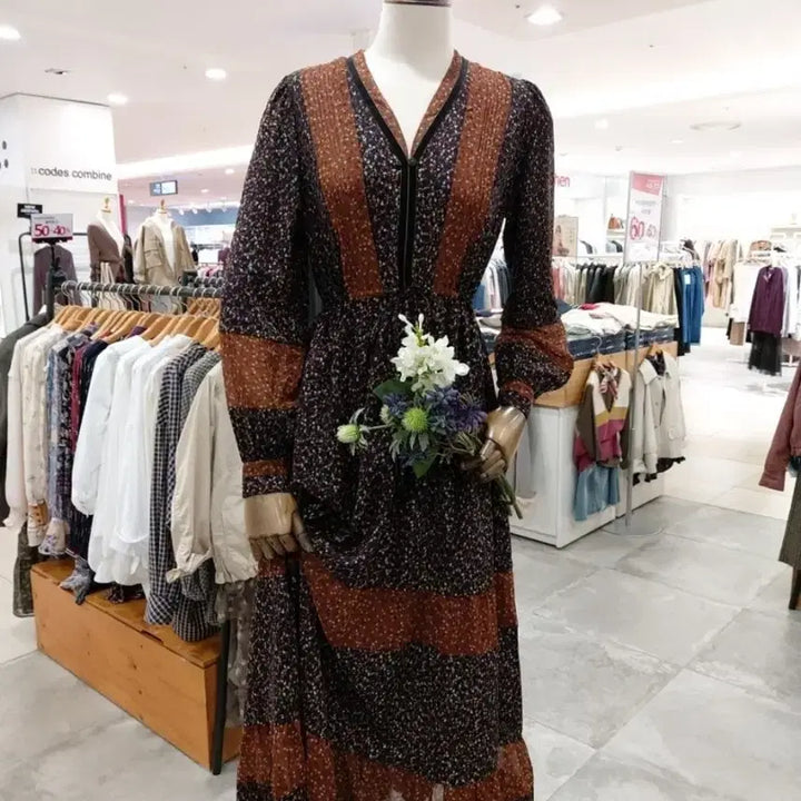 [BUNJANG] Thursday Island Pattern Mix Maxi Dress / 써스데이아일랜드 패턴 믹스 맥시 원피스