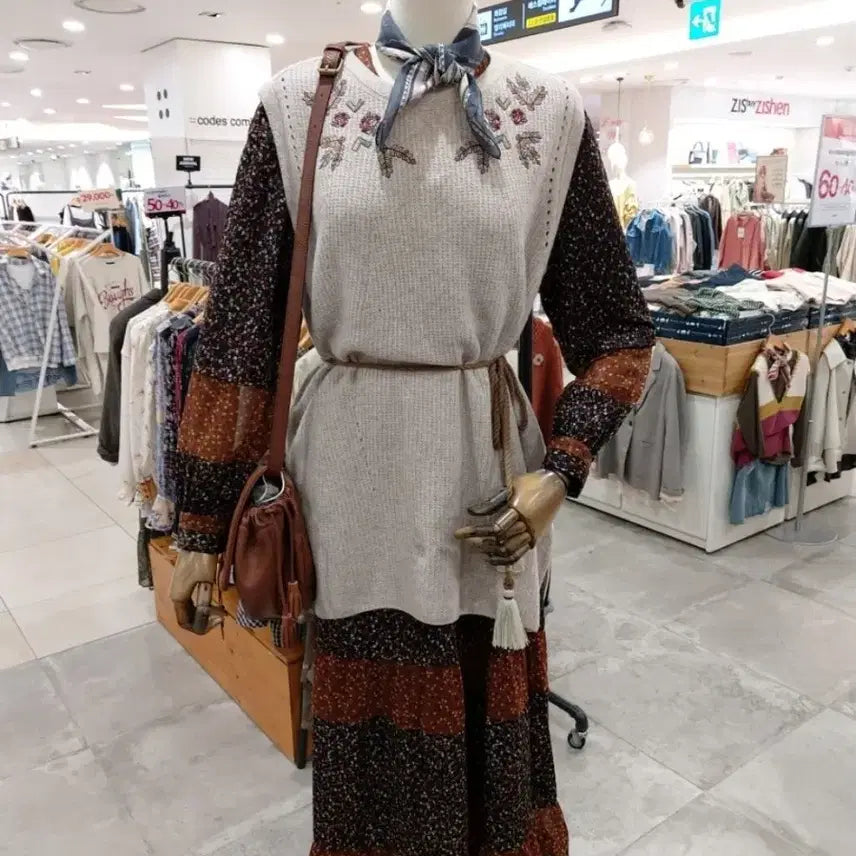 [BUNJANG] Thursday Island Pattern Mix Maxi Dress / 써스데이아일랜드 패턴 믹스 맥시 원피스