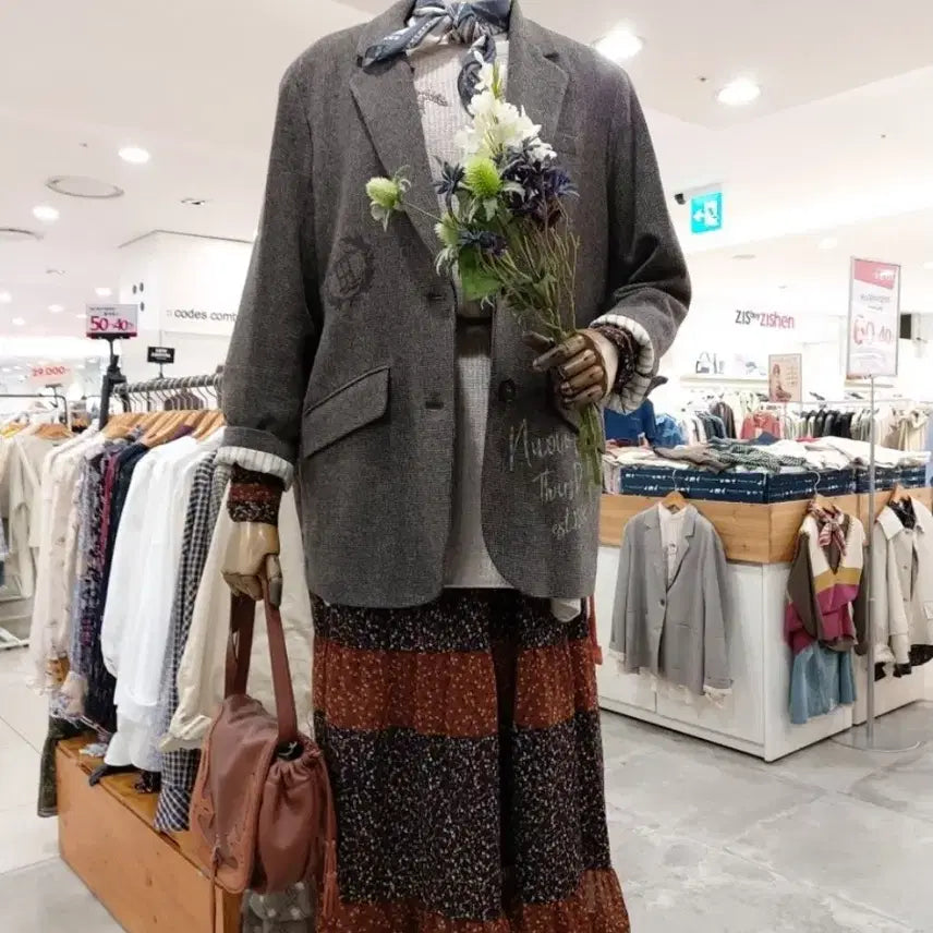[BUNJANG] Thursday Island Pattern Mix Maxi Dress / 써스데이아일랜드 패턴 믹스 맥시 원피스