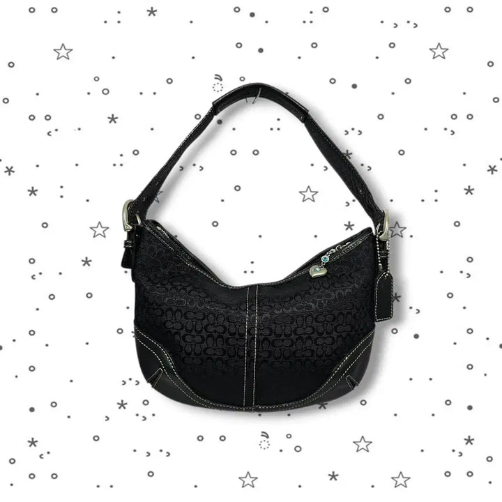 [BUNJANG] Coach Signature Jacquard Black Shoulder Bag / Coach 코치 시그니처 자카드 블랙 숄더백