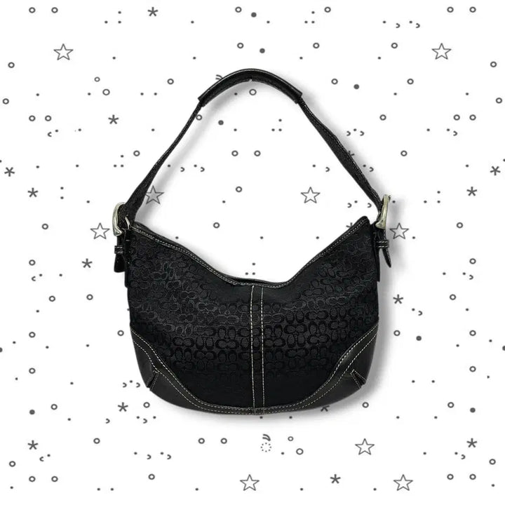 [BUNJANG] Coach Signature Jacquard Black Shoulder Bag / Coach 코치 시그니처 자카드 블랙 숄더백
