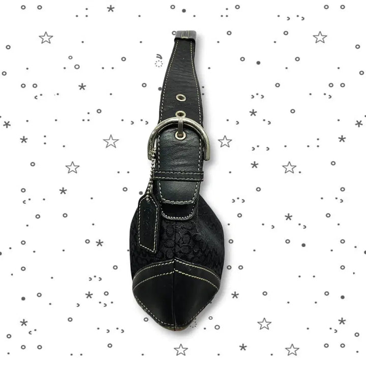 [BUNJANG] Coach Signature Jacquard Black Shoulder Bag / Coach 코치 시그니처 자카드 블랙 숄더백