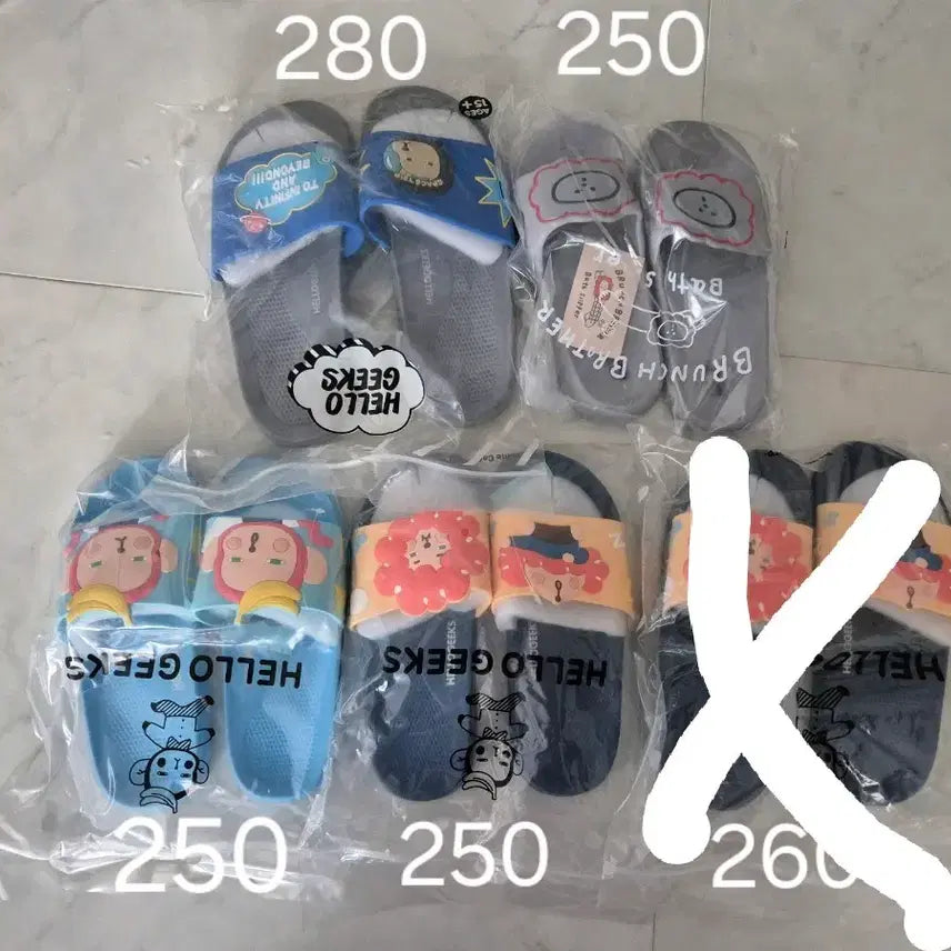 [BUNJANG] Romane Hello Geeks Character Slippers / 정품 로마네 헬로긱스 캐릭터 슬리퍼 새상품