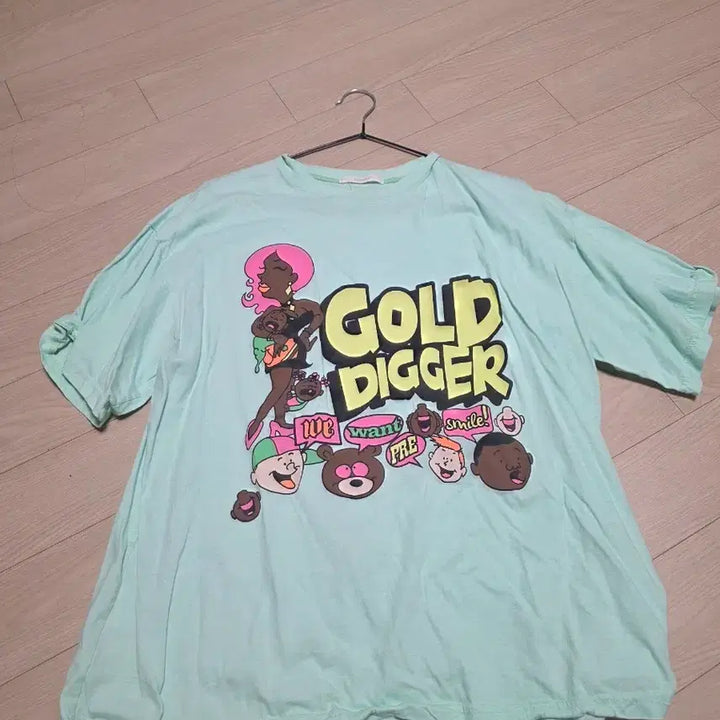 [BUNJANG] Gold Digger Printed Mint T-shirt / 골드디거 프린팅 반팔 티셔츠 민트