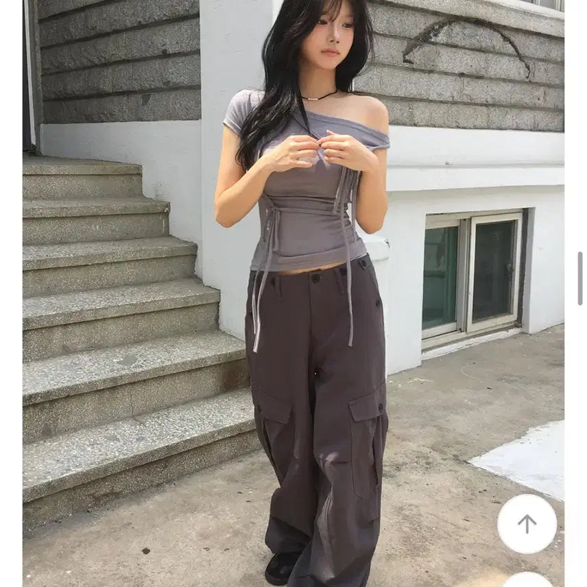 [BUNJANG] Modimood Big Cargo Two Buckle Long Pants Charcoal S / 모디무드 빅카고 투버클 롱 팬츠 챠콜 s