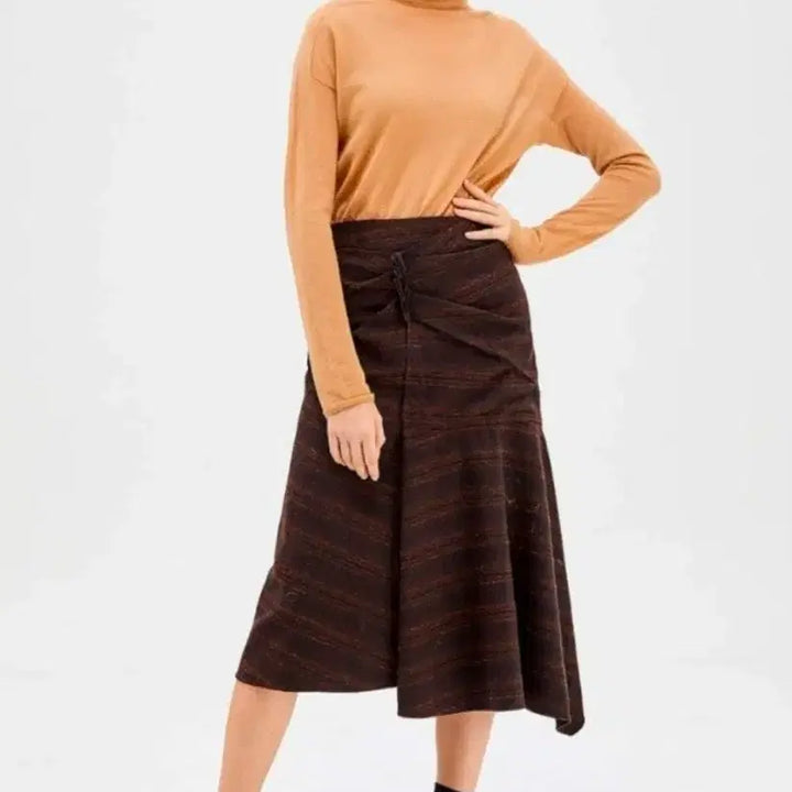 [BUNJANG] System Drape Check Skirt / 한섬(시스템)체크 드레이프 스커트(1회착용)