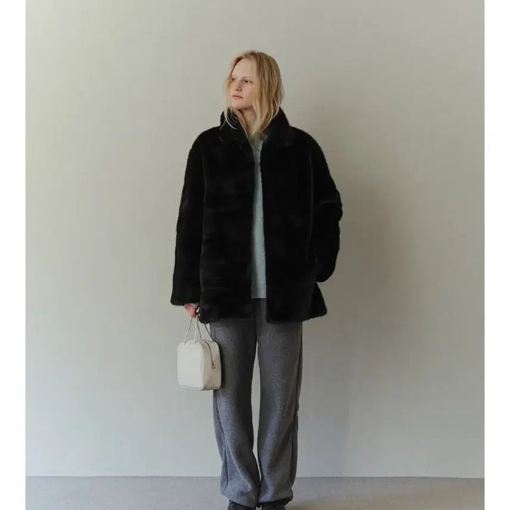 [BUNJANG] Urado Chloe Fur Half Jacket (Black) / 유라고 퍼자켓 Chloe fur half jacket (블랙)