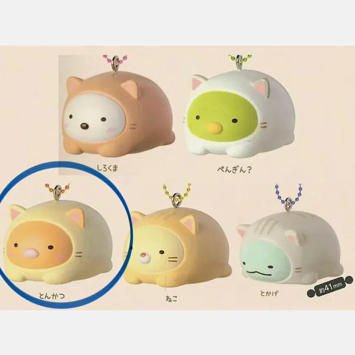 [BUNJANG] San-X Sumikko Gurashi Neko Mascot Figure Keyring Gacha / San-X 스미코구라시 캐릭터 네코 마스코트 피규어 키링 가챠 돈가스