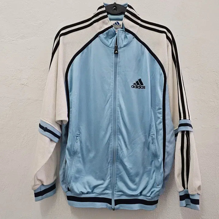 [BUNJANG] Adidas Unisex Light Blue Zip-Up Training Top / ADIDAS 트레이닝복상의 집업 공용 100 J6055