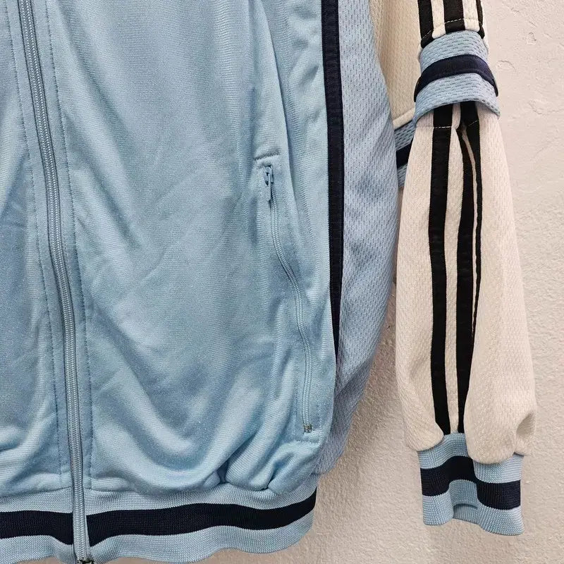 [BUNJANG] Adidas Unisex Light Blue Zip-Up Training Top / ADIDAS 트레이닝복상의 집업 공용 100 J6055