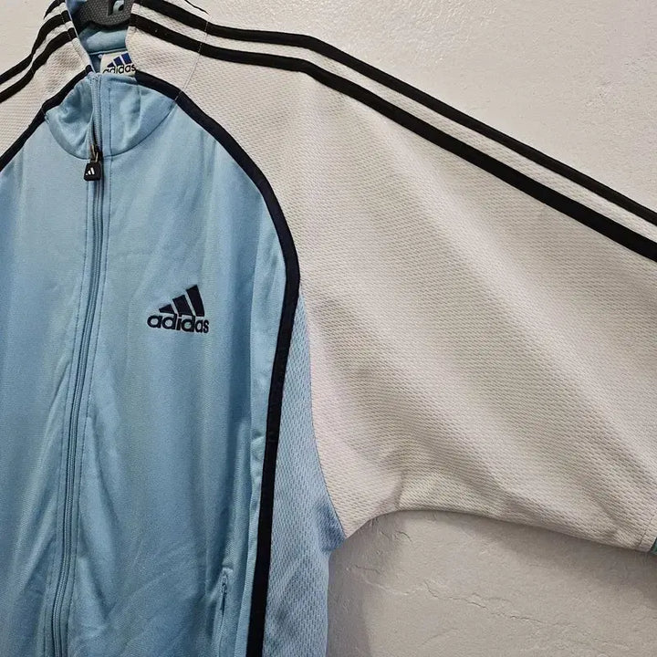 [BUNJANG] Adidas Unisex Light Blue Zip-Up Training Top / ADIDAS 트레이닝복상의 집업 공용 100 J6055