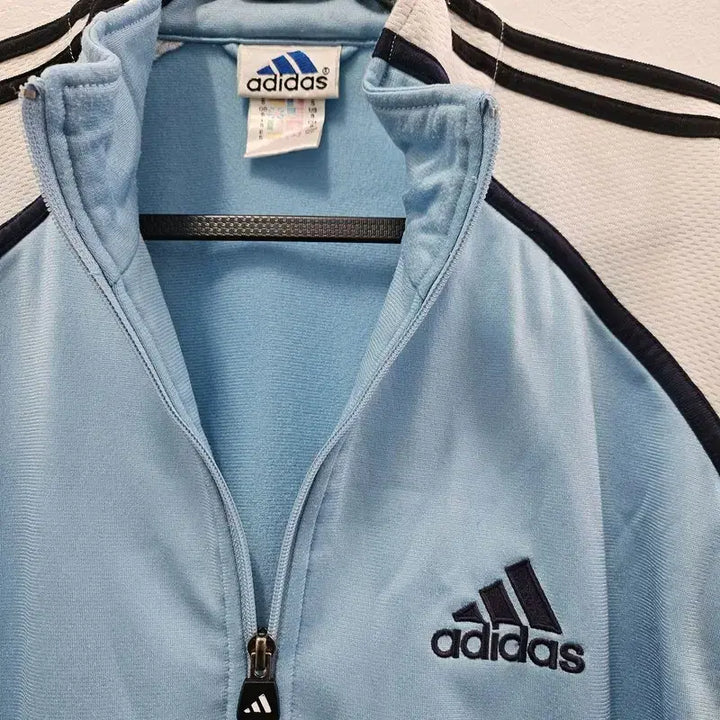 [BUNJANG] Adidas Unisex Light Blue Zip-Up Training Top / ADIDAS 트레이닝복상의 집업 공용 100 J6055