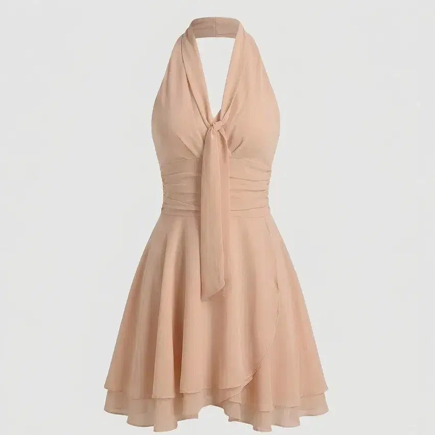 [BUNJANG] Chiffon Tie Ribbon Glam Mini Dress / [새상품/빠른발송] 쉬폰 타이 리본 글램 갸루 미니 원피스
