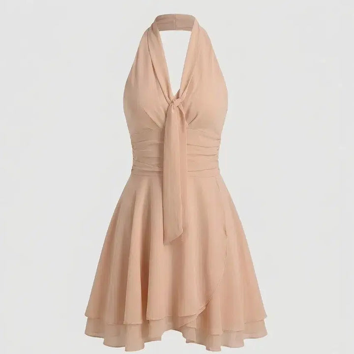 [BUNJANG] Chiffon Tie Ribbon Glam Mini Dress / [새상품/빠른발송] 쉬폰 타이 리본 글램 갸루 미니 원피스