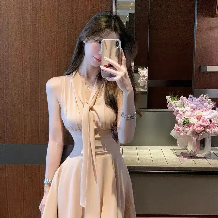 [BUNJANG] Chiffon Tie Ribbon Glam Mini Dress / [새상품/빠른발송] 쉬폰 타이 리본 글램 갸루 미니 원피스