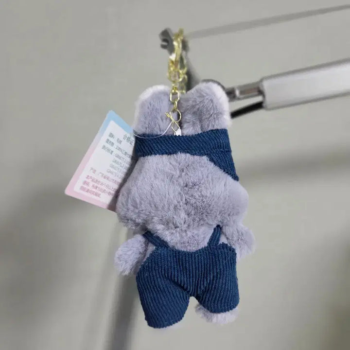 [SOLD OUT] 토끼 인형 키링 블루 멜빵바지