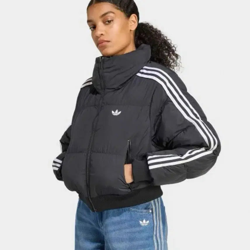 [BUNJANG] Adidas Cropped Synthetic Down Puffer Jacket - Black XL / 아디다스 크롭 합성 다운 퍼퍼 - 블랙 XL
