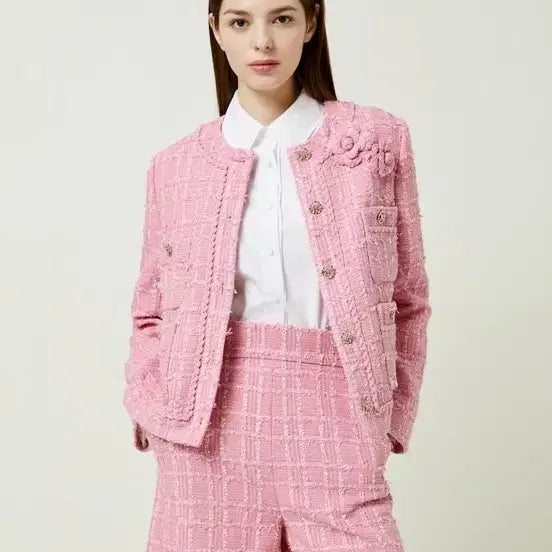 [BUNJANG] MojoSphin Tweed Set Pink Suit / 모조에스핀 트위드 세트 핑크