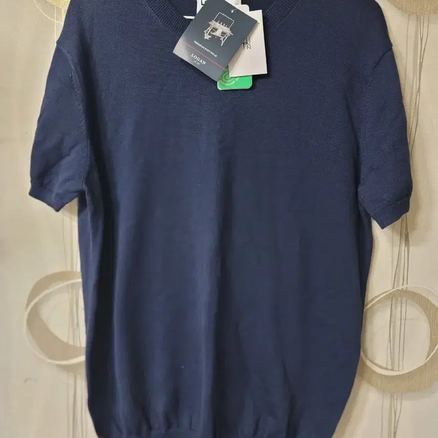 [BUNJANG] LOGAN Navy Short Sleeve Knit Top / LOGAN 로건 네이비 반팔 니트 M 100 새상품
