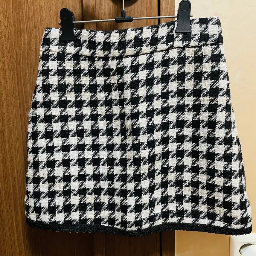 [BUNJANG] Houndstooth Check A-line Mini Skirt / 하운드투스 체크 A라인 미니 스커트