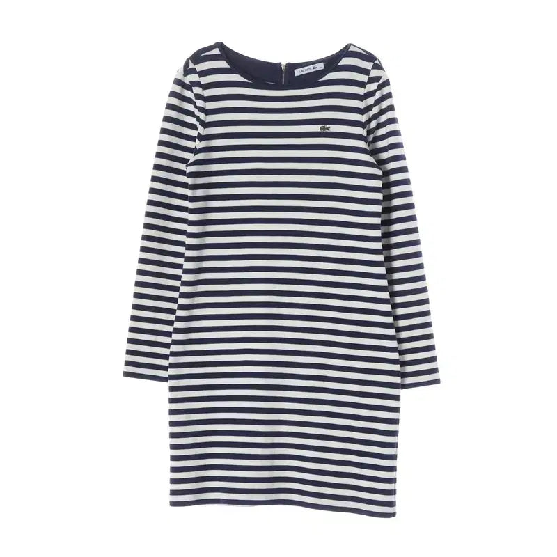 [BUNJANG] Lacoste Stripe Boat Neck Long Sleeve Dress / 라코스테 스트라이프 보트넥 긴팔 원피스 38