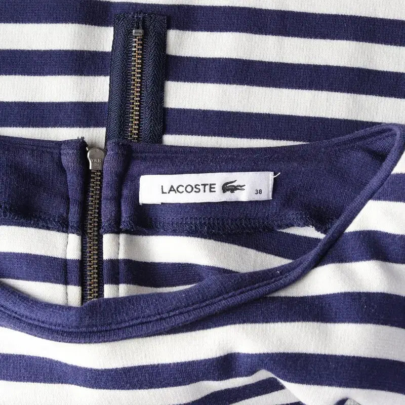 [BUNJANG] Lacoste Stripe Boat Neck Long Sleeve Dress / 라코스테 스트라이프 보트넥 긴팔 원피스 38