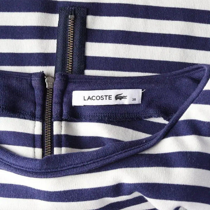 [BUNJANG] Lacoste Stripe Boat Neck Long Sleeve Dress / 라코스테 스트라이프 보트넥 긴팔 원피스 38