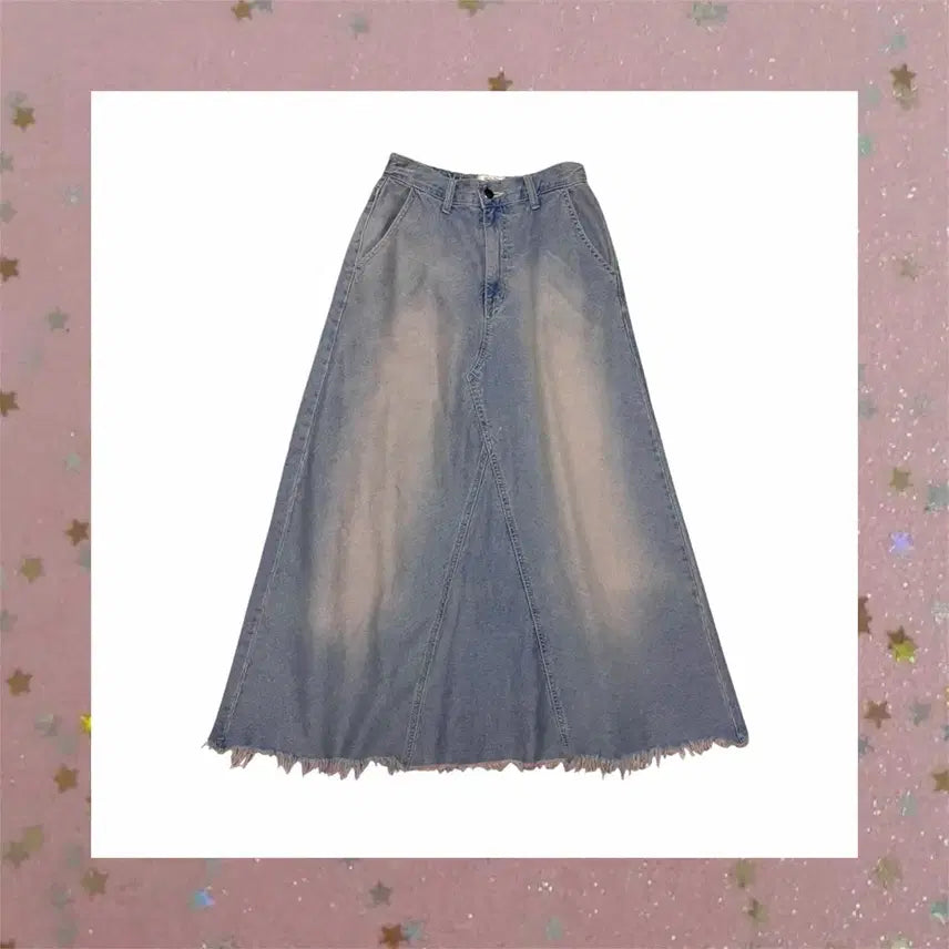 [BUNJANG] oot Pink Washed Maxi Denim Skirt / oot 핑크 워싱 맥시 데님스커트