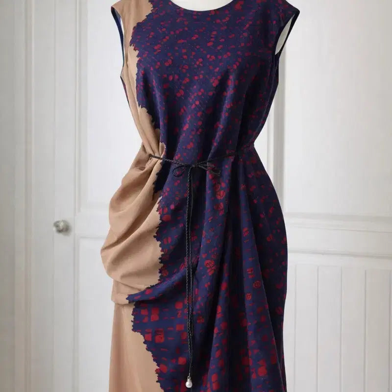 [BUNJANG] Missa Drape Asymmetrical Long Dress / 정품 미샤 바스락 시원한 드레이프 언발 롱원피스 미착용