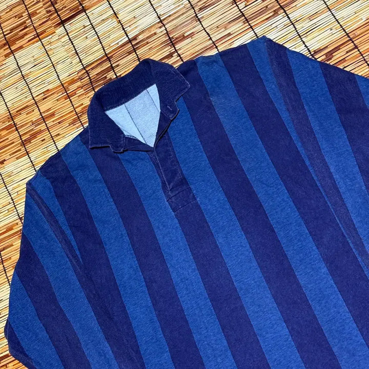 [BUNJANG] Japan Vintage Striped Pattern Spandex Shirt L / 재팬 빈티지 스트라이프 패턴 스판 셔츠 L