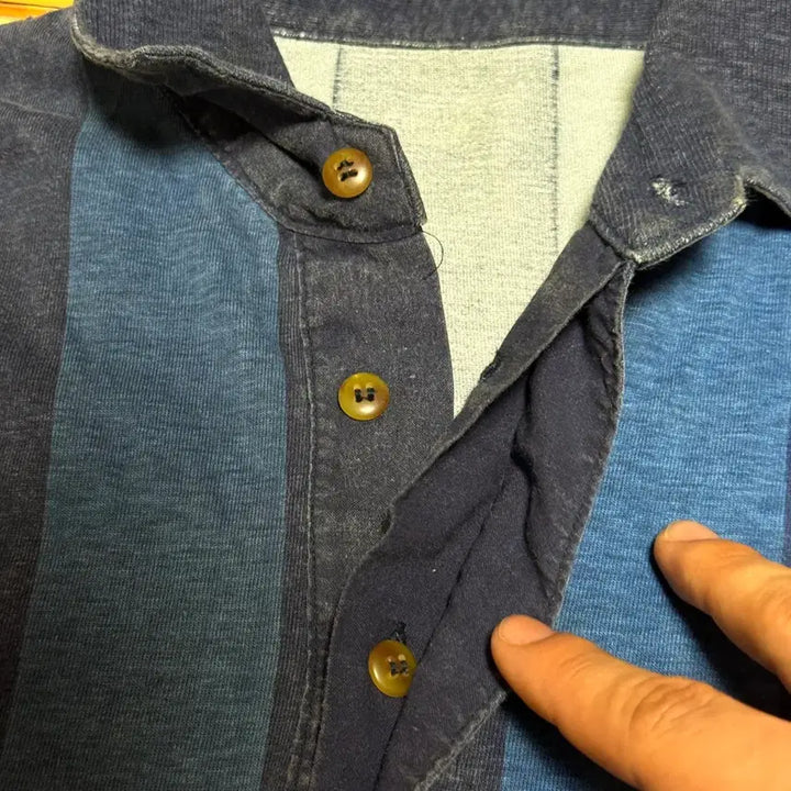 [BUNJANG] Japan Vintage Striped Pattern Spandex Shirt L / 재팬 빈티지 스트라이프 패턴 스판 셔츠 L