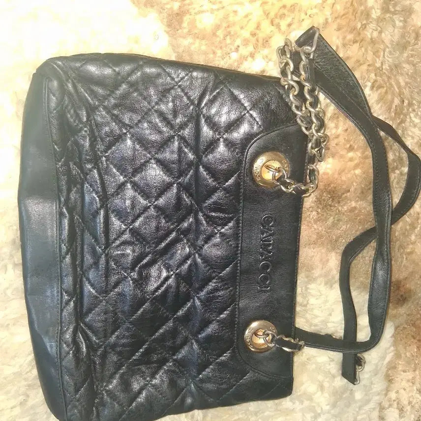 [BUNJANG] CAIVCCI Black Quilted Chain Shoulder Bag / CAIVCCI 블랙 퀼팅 체인 양가죽숄더백