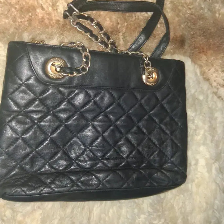 [BUNJANG] CAIVCCI Black Quilted Chain Shoulder Bag / CAIVCCI 블랙 퀼팅 체인 양가죽숄더백