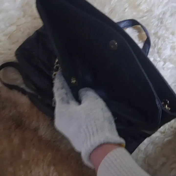 [BUNJANG] CAIVCCI Black Quilted Chain Shoulder Bag / CAIVCCI 블랙 퀼팅 체인 양가죽숄더백