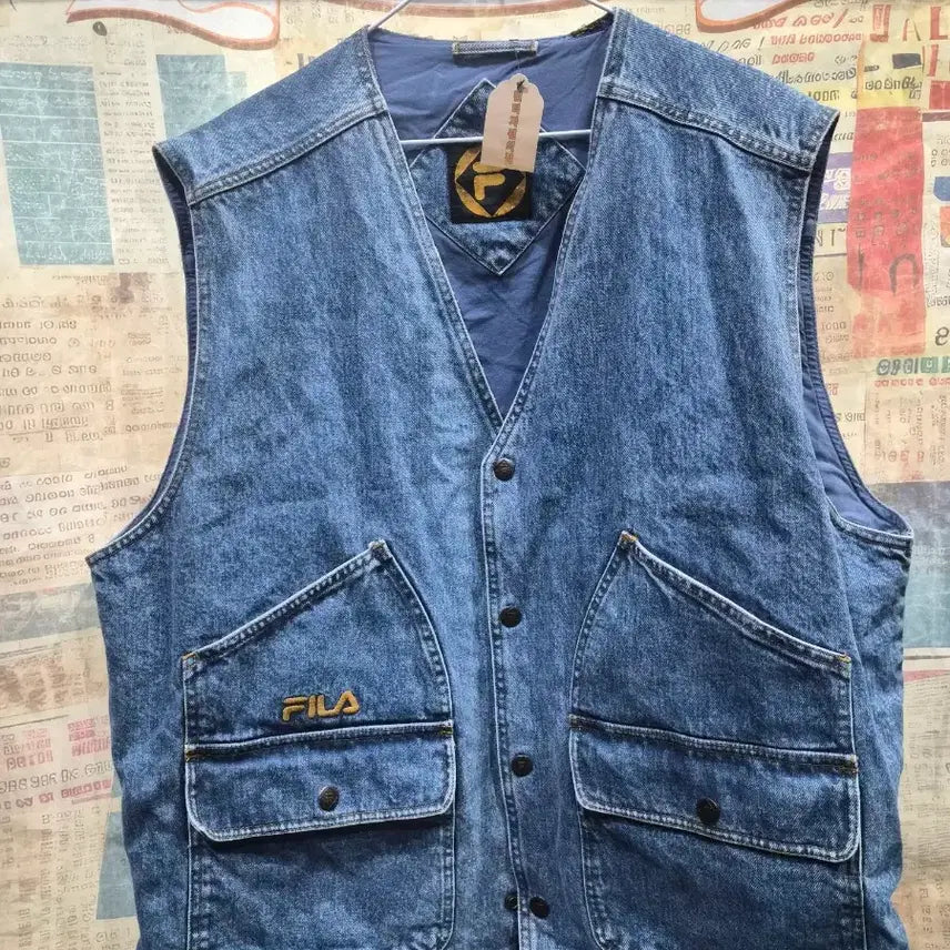 [BUNJANG] Vintage Blue Vest / 흴라 청조끼<가슴단면66>