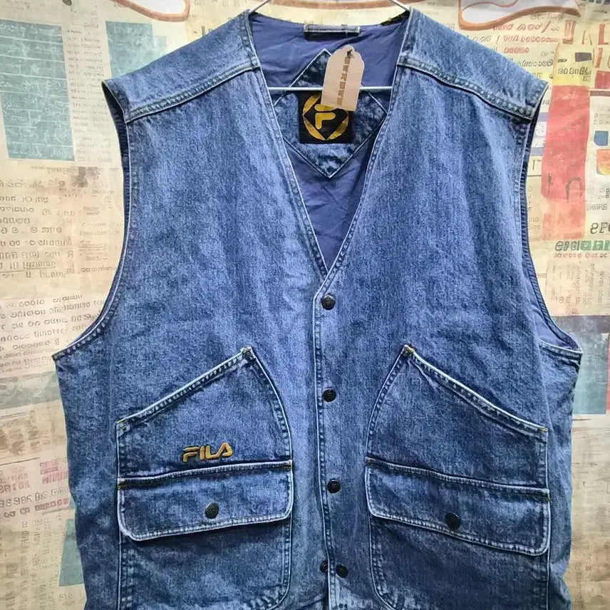 [BUNJANG] Vintage Blue Vest / 흴라 청조끼<가슴단면66>